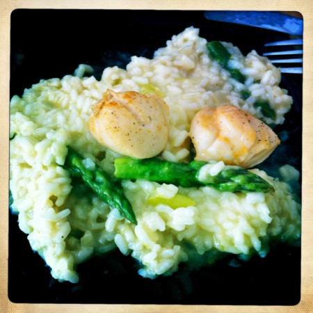 Spárga rizottó Szt Jakab kagylóval